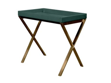 LAX - Rectangular high side table with leather tray by more