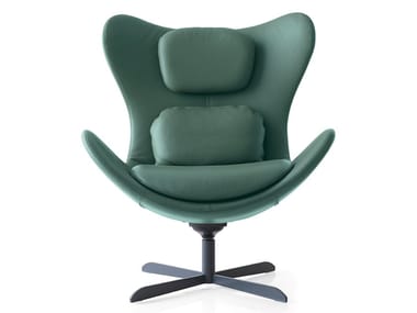 LAZY - Fabric armchair with 4-spoke base with headrest by Calligaris