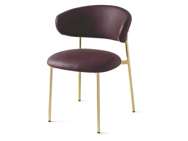 OLEANDRO - Upholstered open back leather chair by Calligaris