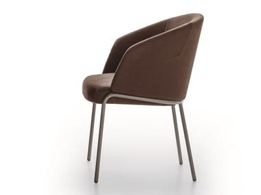 CENTRAL PARK - Leather chair with armrests by Ditre Italia