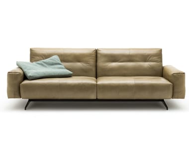 ROLF BENZ 50 - Sled base tufted leather sofa by Rolf Benz