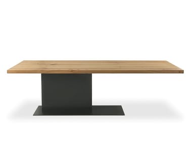 LIAM IRON - Rectangular dining table with solid wood top and iron base by Riva 1920