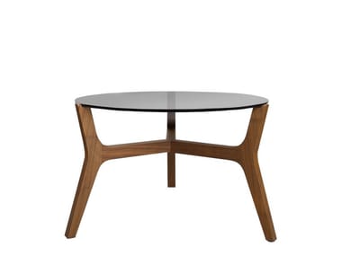 LIBRA - Round wood and glass coffee table by Tonon