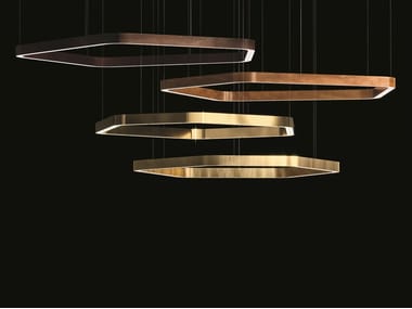 LIGHT RINGS HORIZONTAL POLYGONAL - LED brass pendant lamp by Henge