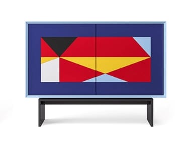 LINEA - Inlaid cellulose acetate sideboard with doors by Porro