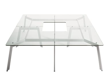 LINK - Glass and steel table by Desalto