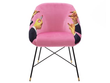 LIPSTICKS PINK - Upholstered fabric chair with armrests (Request Info)