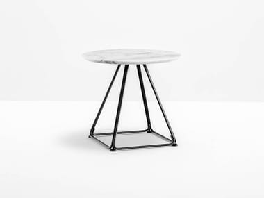 LUNAR 5443 - Low round steel bistro side table by Pedrali