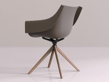 MANTA - Trestle-based wooden garden chair with armrests by Vondom