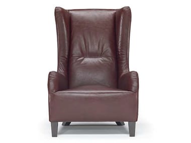 MARLENE - Leather armchair with armrests by Natuzzi Italia