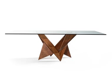 MATHEMATIQUE - Rectangular wood and glass dining table by Reflex