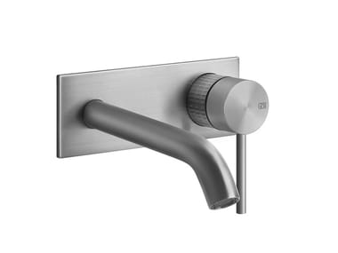 MECCANICA - 2 hole stainless steel washbasin mixer with plate by Gessi