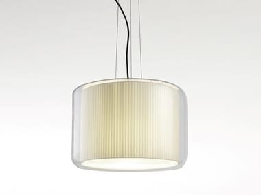 MERCER - LED blown glass and fabric pendant lamp by Marset