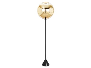 MIRROR BALL CONE SLIM - Metal and polycarbonate LED floor lamp by Tom Dixon