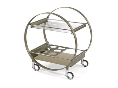 MISS MARPLE - Glass and steel drinks trolley by Reflex