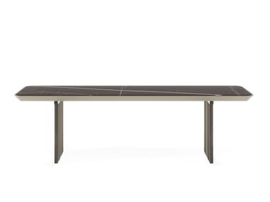 MONOLITE - Bench with glass base and MarmoReflex top by Reflex