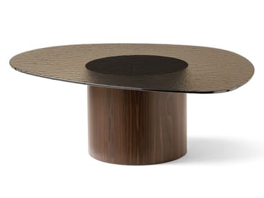 MUSHROOM - Low wood and glass coffee table by Calligaris