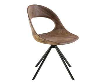 NAIMA - Swivel trestle-based solid wood chair by Riva 1920