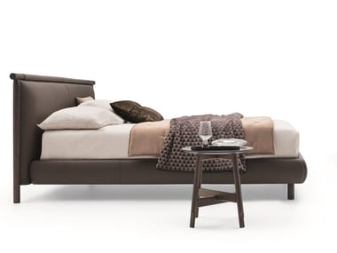 NATHAN - Leather bed with upholstered headboard by Ditre Italia