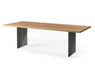 NATURA NATURAL SIDES - Rectangular table with solid wood top and iron base by Riva 1920