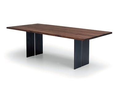 NATURA SQUARED - Rectangular table with solid wood top and iron base by Riva 1920