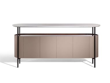 MI - Sideboard covered in leather and marble top by Poltrona Frau