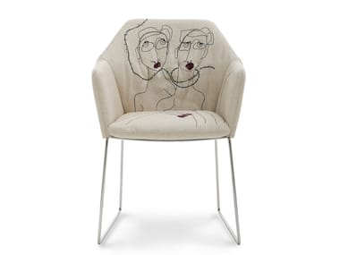 NEW YORK BY MARRAS - Sled base fabric chair with armrests by Saba Italia