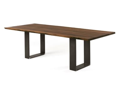 NEWTON NATURAL SIDES - Rectangular table with solid wood top and iron base by Riva 1920