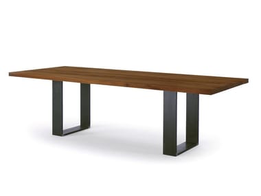 NEWTON SQUARED - Rectangular table with solid wood and iron base by Riva 1920