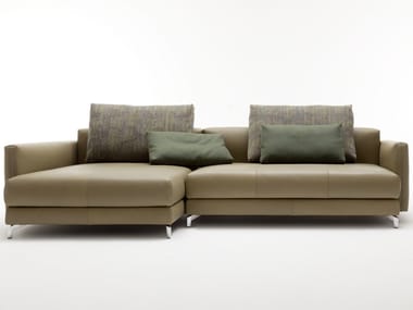 ROLF BENZ 007 NUVOLA - Sectional leather sofa with chaise longue by Rolf Benz