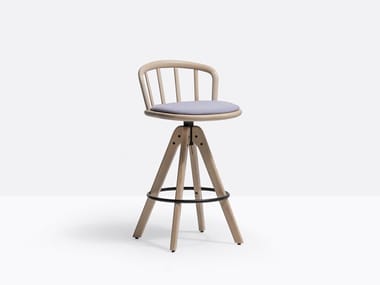 NYM 2848/A - High swivel ash stool with back by Pedrali