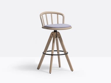 NYM 2849/A - High swivel trestle-based ash stool by Pedrali