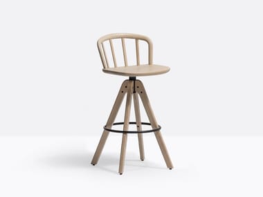 NYM 2849 - High swivel trestle-based ash stool by Pedrali