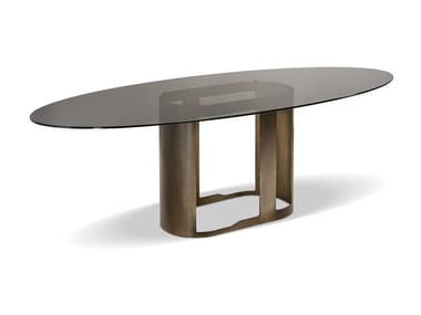 OASI - Oval glass and steel table by Cantori