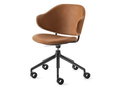 HOLLY - Eco-leather office chair with castors with 5-Spoke base by Calligaris