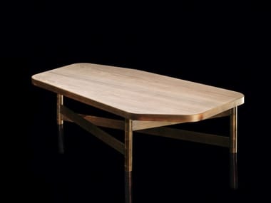 OR - Coffee table with metal tube structure and solid wood top by Henge