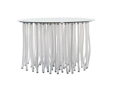 ORG - Service table with rope legs and glass circular top by Cappellini