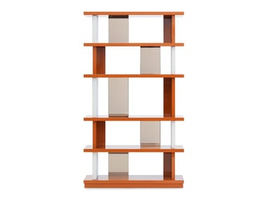 OSAKA - Open wooden and leather bookcase by Sicis