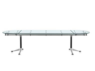 BURDICK - Extending oval glass and aluminium meeting table by Herman Miller