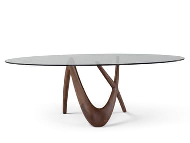 NX - Oval wood and glass table by Amura