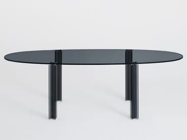 X-T - Oval crystal table by Glas Italia