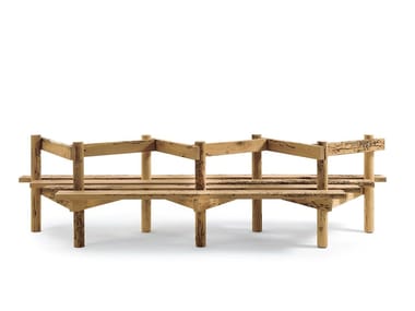 PALIZZATA - Briccola wood bench with back by Riva 1920