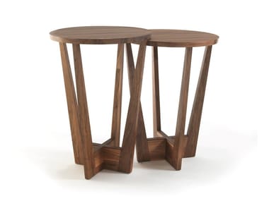 PARLA BIG & SMALL - Round solid wood high table by Riva 1920