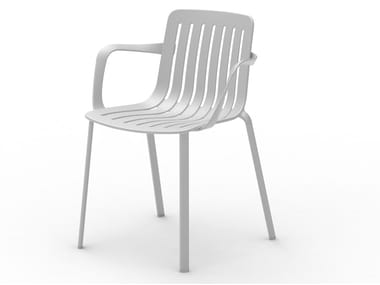 PLATO - Die cast aluminium garden chair with armrests by Magis