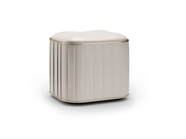 PLISSÈ - Upholstered square leather pouf by Reflex