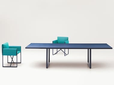 PORTOFINO - Rectangular aluminium and wood dining table by Paola Lenti