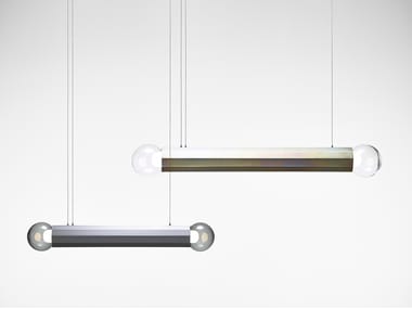 PRISMA DOUBLE - LED blown glass and metal pendant lamp by Brokis