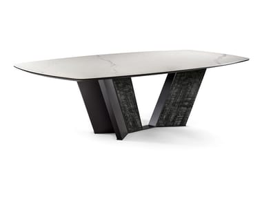 PRISMA - Rectangular table with ceramic top and metallic base by Cantori