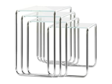 B 9 - Glass and steel coffee table by Thonet