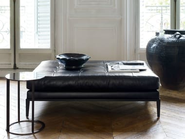 SIMPLICITER - Upholstered leather pouf by Maxalto